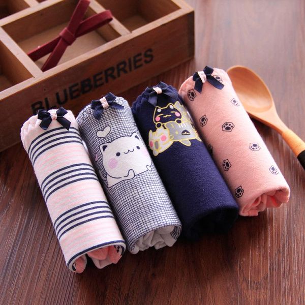 

panties girl cartoon female casual cute cotton bowknot striped plaid soft comfortable women panty fza0077, Camo
