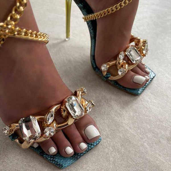 

dress shoes crystal chain strap scandals women high heels pumps thin pointed toe lady pump plus size 41-42, Black