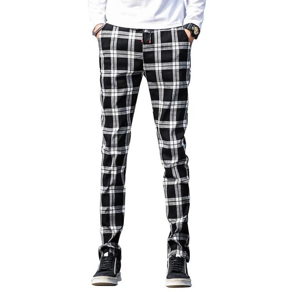 

men's urban fit pants 2021 casual pencil jogging cargo plaid/plaid, Black