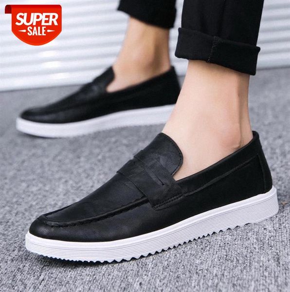

men's casual leather shoes black men loafers spring summer slip-on footwear comfortable driving moccasins office #b23p