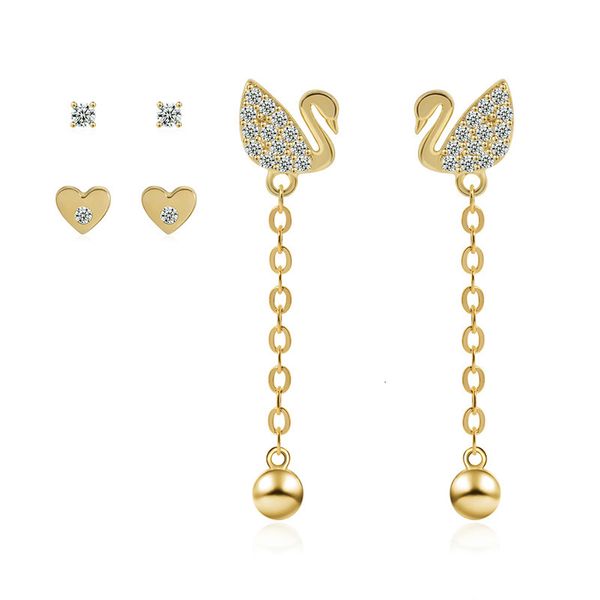 

dangle earrings bella jewelry korean version flamingo symmetrical pearl tassel combination silver needle is not easy to be allergic