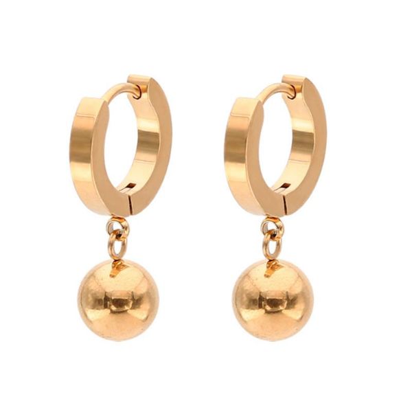 

stud punk rose gold silver color round earring for women stainless steel simple ball ear clip fashion jewelry, Golden;silver