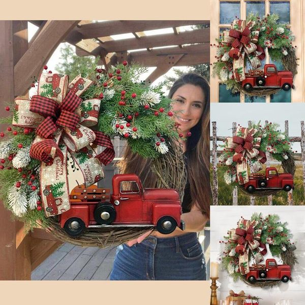 

decorative flowers & wreaths christmas wreath red truck pumpkin garland door hanging hangers holidays decorations merry wall pendant for hom