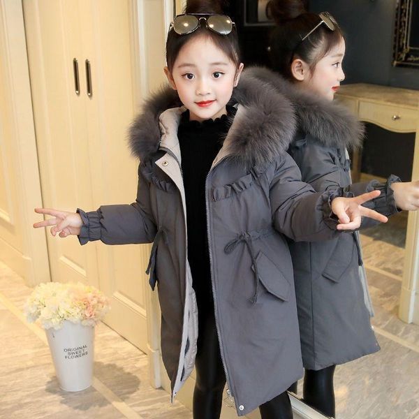 

down coat kids winter jacket christmas costumes for children clothing girls black snowsuit outerwear coats long parka snow wear tz308, Blue;gray