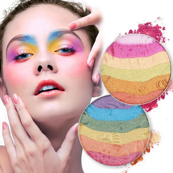 

eye shadow 6 colors rainbow highlight eyeshadow brighten the contour pearl powder party prom show daily travel makeup palette