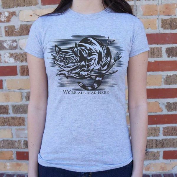 

cheshire cat madness t-shirt | women's short sleeve top, White;black