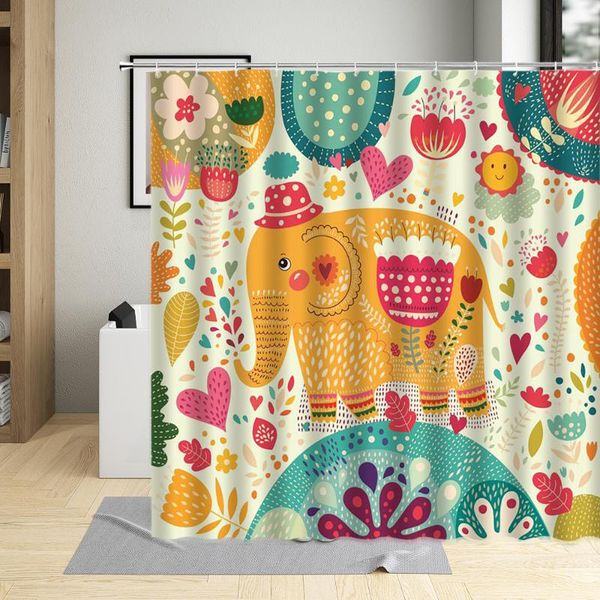 

shower curtains cartoons animal child curtain elephant whale swan plant flowers background home bathroom machine washable waterproof