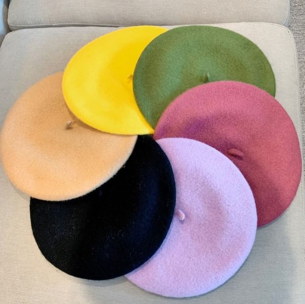 

women's autumn and winter art wool candy color painter hat fashion warm beret, Blue;gray