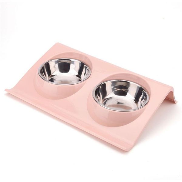 

double dog cat bowls stainless steel pet water feeder for puppy cats pets supplies feeding dishes apparel