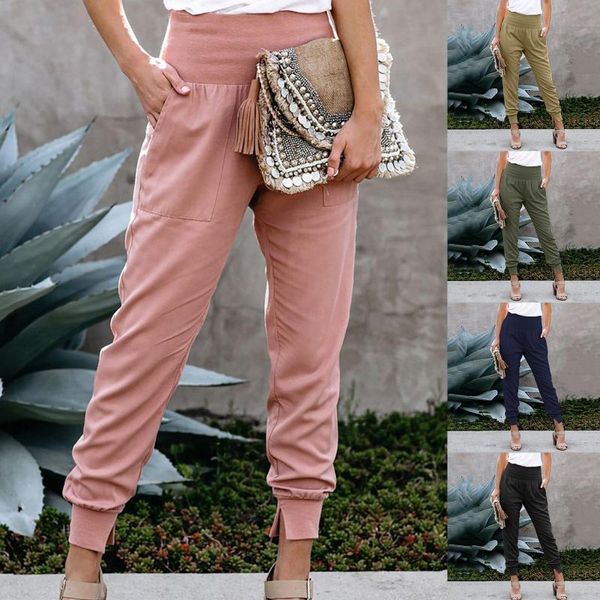 

women's pants & capris pocket cargo capri pant paper bag high waist cropped trousers casual trouser jogging sweatpants pantalones, Black;white
