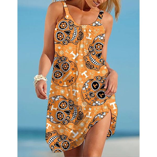 

charming maxi crew-neck strappy new 3d print loose summer beach seabed animal ocs sling sleeveless casual dress, Black;gray