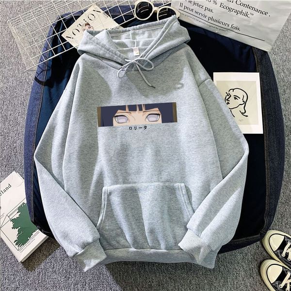 

women hoodie hinata hyuga women/men fashion oversized sweatshirts harajuku cosplay anime pullovers boy/girls hooded streetwear, Black