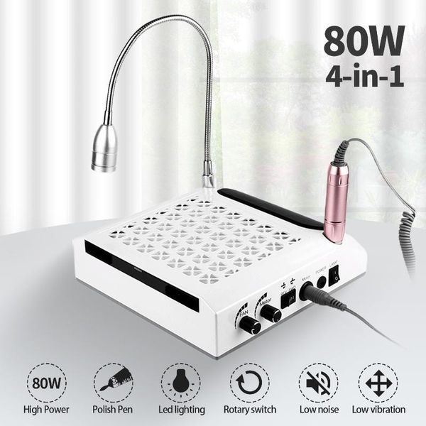 

nail art equipment 80w vacuum cleaner 30000rpm polisher drill machine collector combination with led 4 in 1 salon tools, Silver