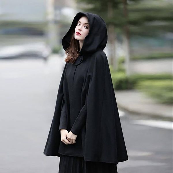 

women's jackets casual women trench hooede coat autumn open front elegant cardigan jacket europe america cape cloak mantle female stree, Black;brown