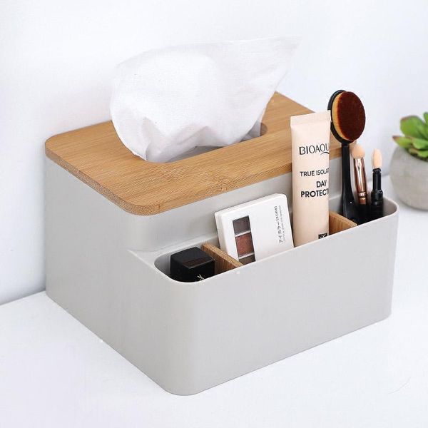 

tissue boxes & napkins deskpaper storage box plastic with oak wooden cover table decoration phone napkin holder case pocket 6zj85