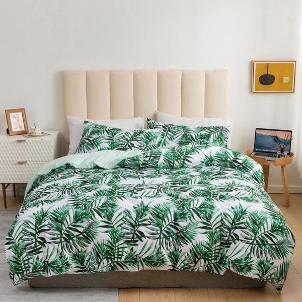

bedding sets simple comforter cover set twin green leaves quilt duvet students dormitory brushed bedclothes bed linen