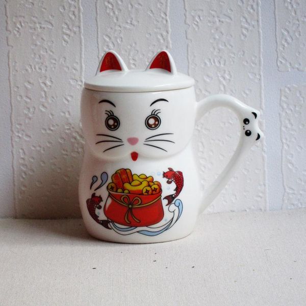 

mugs 1pc zakka ceramic mug cat cartoon coffee milk with lid breakfast cup nl 008