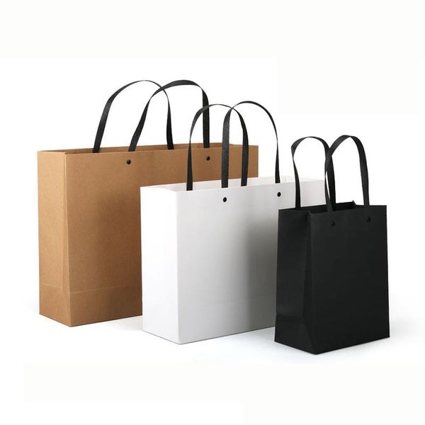 

brown/white/black thicken high-end handbag clothing shopping kraft paper bag jewelry birthday gift packaging 5pcs/pack wrap