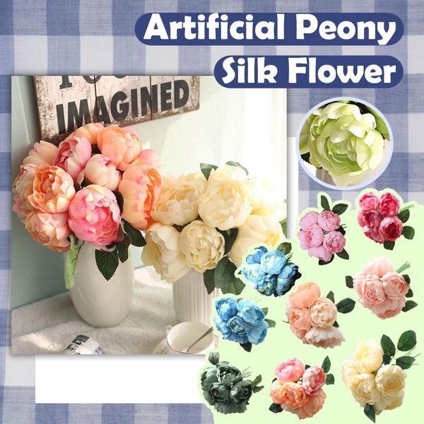

decorative flowers & wreaths 6 heads beautiful rose peony artificial silk small bouquet flores home party spring wedding decoration fake flo