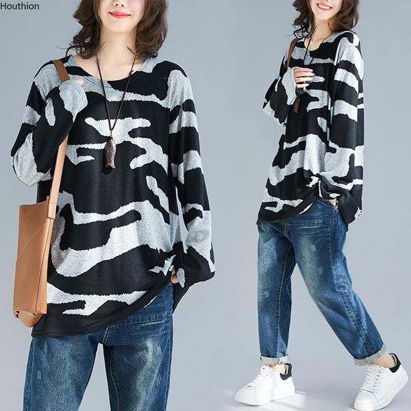 

long-sleeved women's t-shirt spring printing round neck korean comfortable tshirt fashion loose cotton t shirt, White