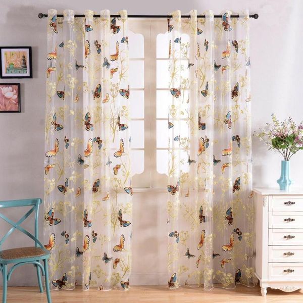 

curtain & drapes inel beautiful printed butterfly sheer curtains tulles window for living room bedroom kitchen girls voile