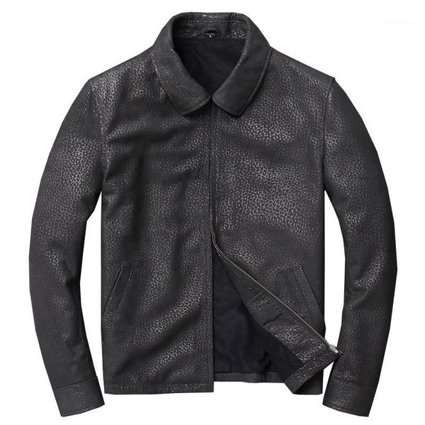 

men's leather & faux .men slim genuine jacket,brand plus size mens sheepskin coat,father casual warm jacket,winter business, Black