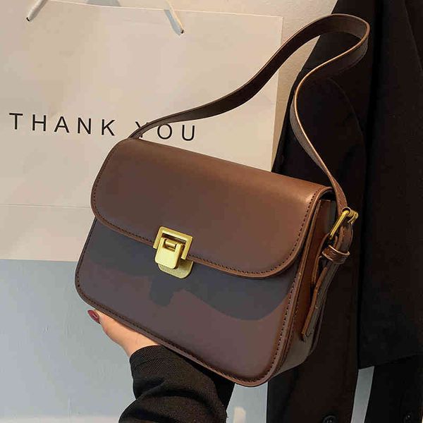 

[reproduction of the original]women's bag 2022 new fashion spring and summer texture messenger bag brown one shoulder