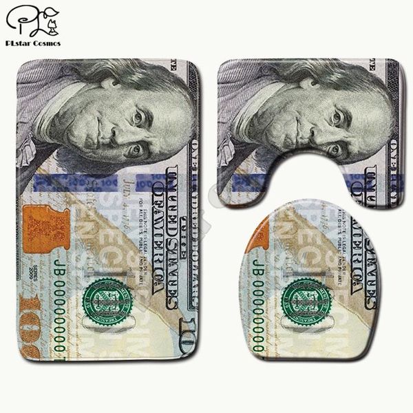 

dollar money pattern cartoon funny 3d printed bathroom pedestal rug lid toilet cover bath mat set drop style-3 seat covers