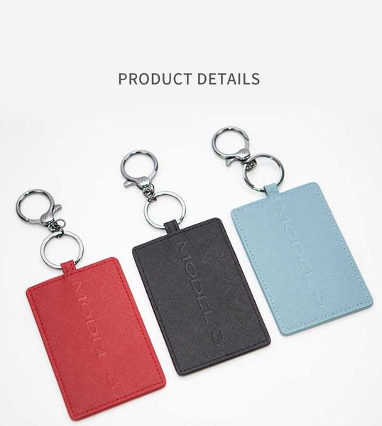 

apply tesla to model 3 y key card case leather modified pu buckle accessories