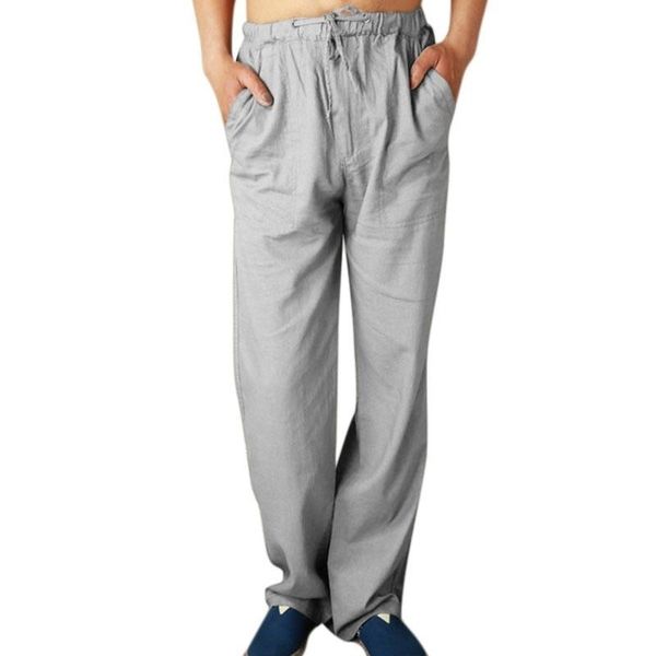 

men's pants casual long solid wide leg loose drawstring military for men ropa hombre pantalon, Black