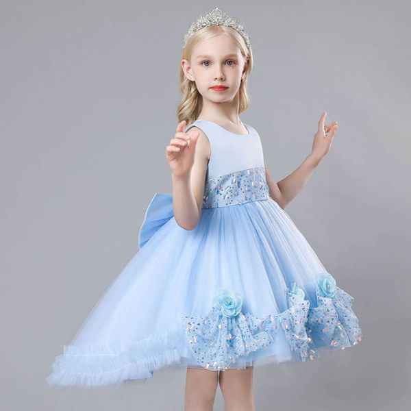 

girls dresses princess kids clothes children clothing childrens skirt evening summer embroidered sequin flowers dress b7645, Red;yellow