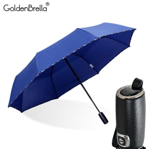

umbrellas classic fully-automatic umbrella rain women 2folding quality strong wind resistance imitation leather handle men