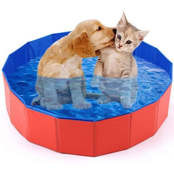 

kennels & pens pvc foldable dog pool portable pet bathing tub outdoor swimming for dogs cats kids collapsible bath supplies