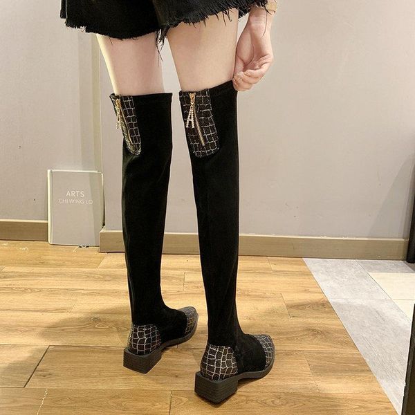 

boots 2021 autumn winter woman shoes high heels slim thigh over-the-knee platform zapatos para mujer women, Black
