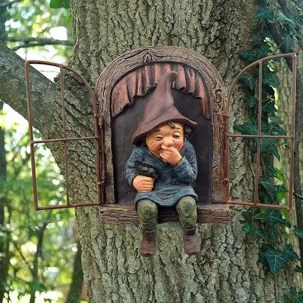 

dwarf statue garden yard art tree sculpture decoration gnome resin statues courtyard ornament decorations