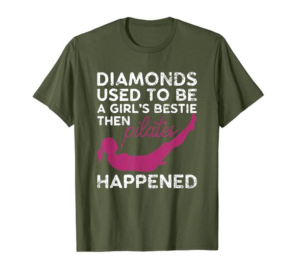 

diamonds used to be a girl's e then pilates happened t-shirt, White;black