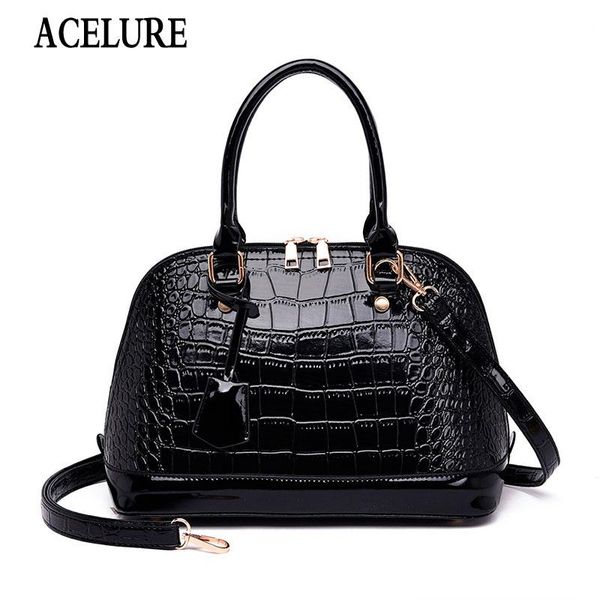 

solid color shell bag for women fashion crocodile pattern pu leather ladies shoulder handbag wholesale drop shopping bags