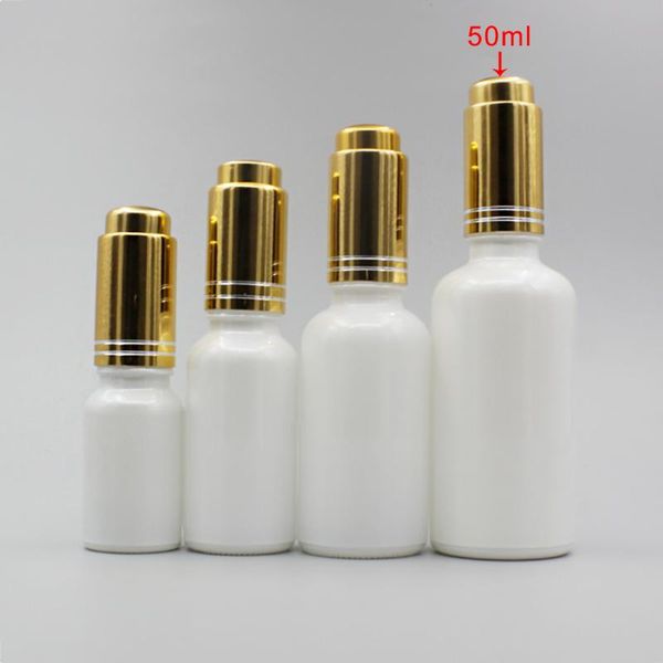 

storage bottles & jars 50ml pearl white oval essential oil bottle with gold/matte gold button dropper