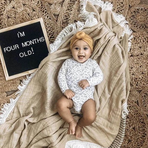 

born swaddle muslin solid tassel baby blanket receiving wrap1