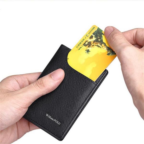 

wallets williampolo genuine leather small card holder mens and womens ultra-thin driver's license case wallet, Red;black