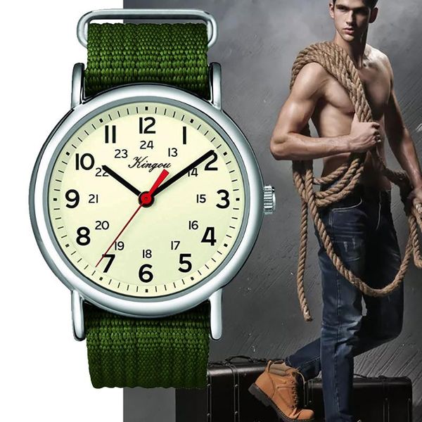 

wristwatches 2021 stylish cool all arabic numerals and 24 hour military time nylon belt watch relogio gift support wholesale dropship #82950, Slivery;brown