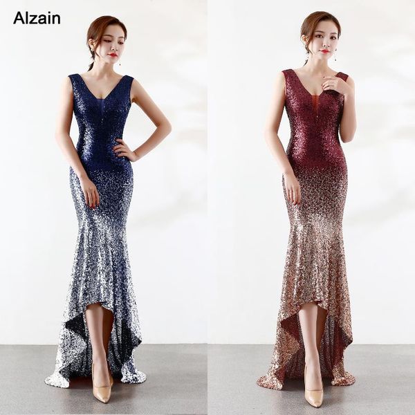

party dresses high-low beading gradient elegant burgundy mermaid v-neck backless long prom royal blue evening gown dress, White;black