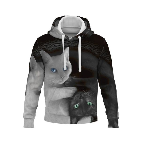 

men's hoodies & sweatshirts novelty design 3d hoodie sports pullover cat print casual winter korean style men women wholesale, Black