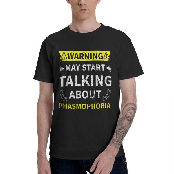 

men's t-shirts horror game phasmophobia t-shirt hip hop for man cotton homme tee shirt big size, White;black