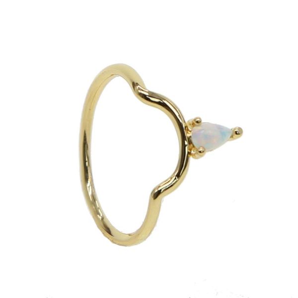 

wedding rings thin gold color delicate ring simple fashion water drop finger for women anillos stack opal, Slivery;golden