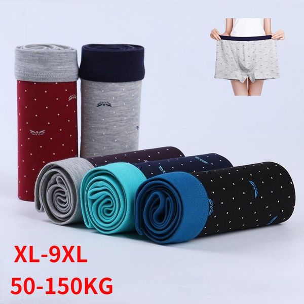 

underpants men 's pure cotton boxers mid waist printed plus size panties breathable male fat briefs shorts, Black;white