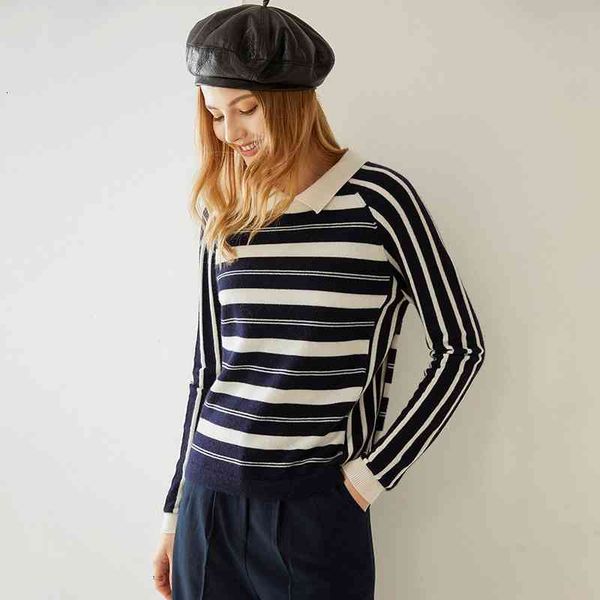 

women's two piece pants autumn and winter fashion striped cashmere sweater pullover women's jacket 100% pure ce8o, White