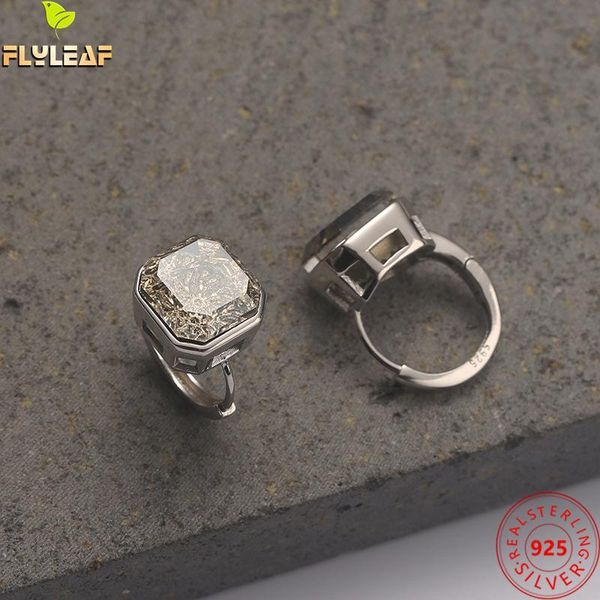 

hoop & huggie 100% 925 sterling silver earrings for women small white tea ear buckle square citrine fine jewelry femme earings fashion, Golden;silver