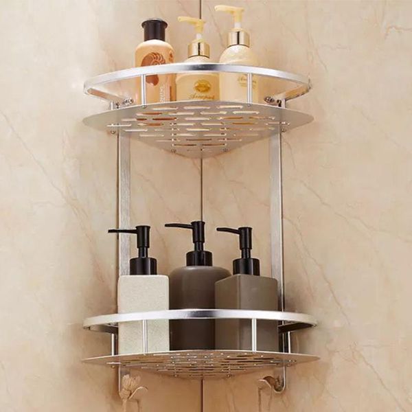 

bathroom shelves corner shelf double tiers triangle/square shower basket shampoo soap cosmetic storage rack aluminum org