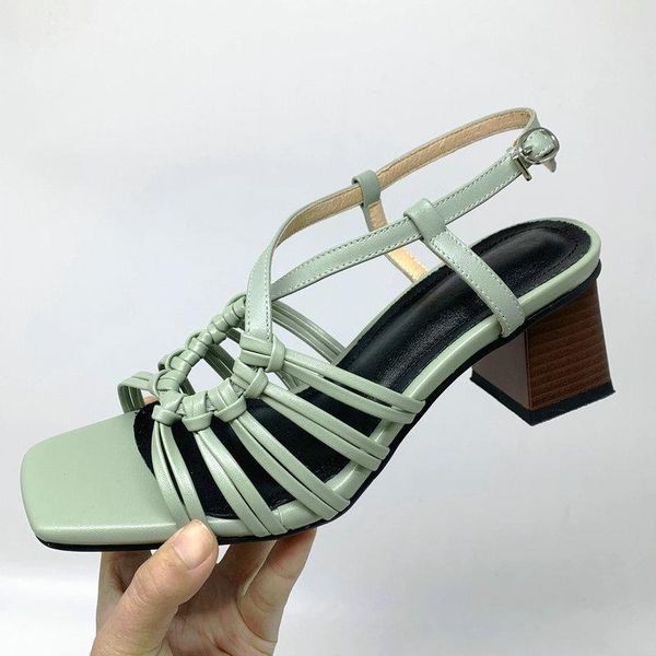 

dress shoes retro high heels sandals for women 2021 fashion summer genuine leather woman night club pumps, Black